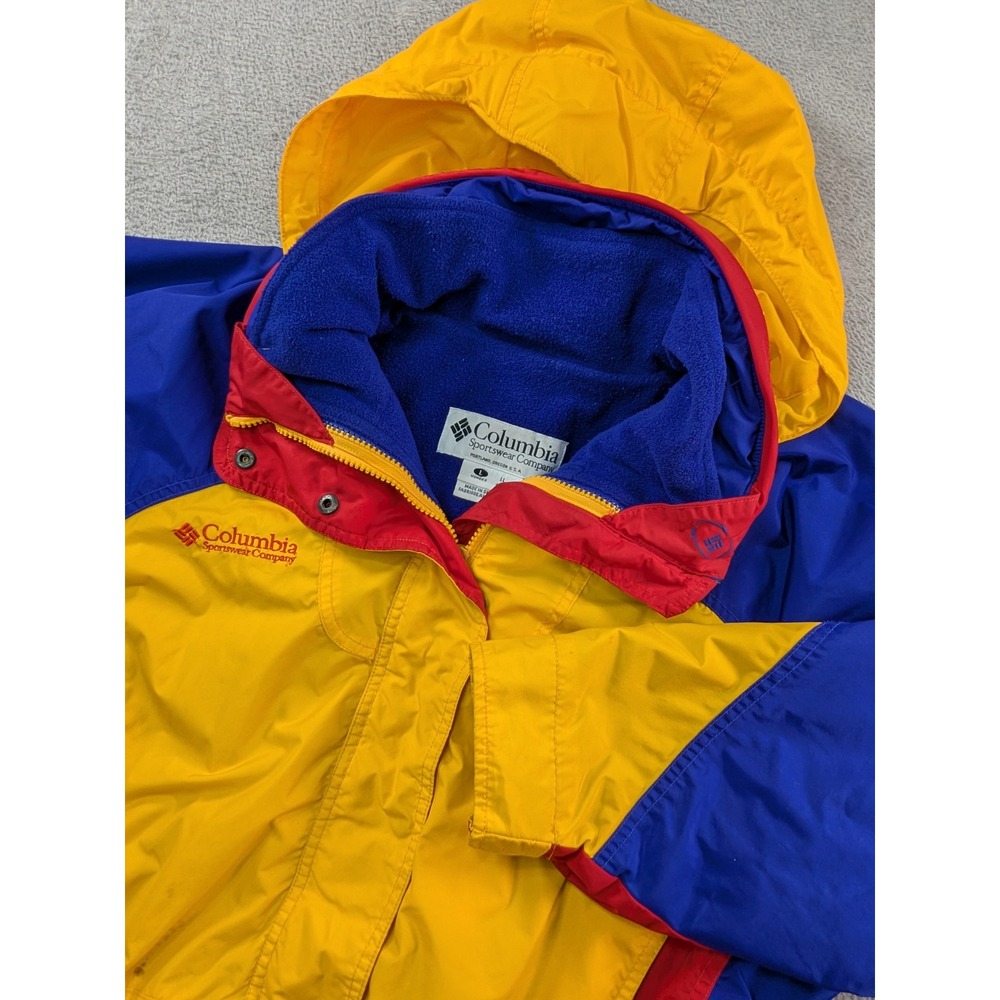 Columbia Sportswear Vintage Colorblock Windbreaker Jacket Yellow Blue Red Large